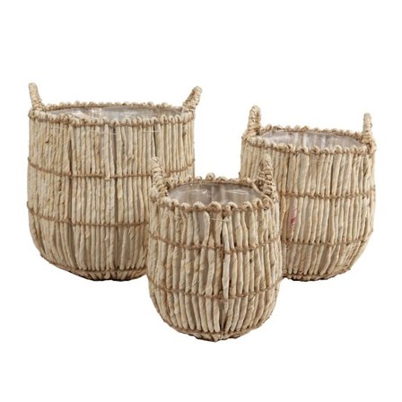 Kurvesæt 3 stk., 30x30x32 cm, naturlige majsblade