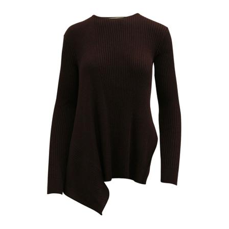 Stella McCartney Pre-owned Stella McCartney Asymmetrical Ribbed Trui in Burgundy Wool , Rood , Dames , Maat: S