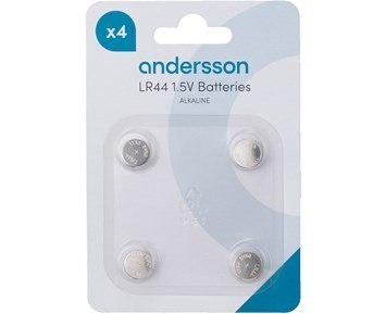 Andersson-LR44 Alkaline 4pcs-4-pakning LR44 knappcellebatterier-Power-Alkaliske batterier