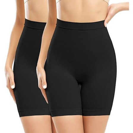 2 stk. Kvinners Høy Midje Flat Mage Slank Passform Skinny Shorts Klær