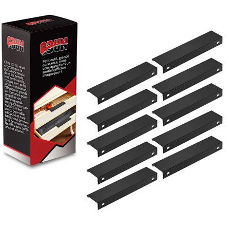 Sort køkkenhåndtag 10 STK usynligt møbelhåndtag aluminium dørhåndtag sort møbelhåndtag til kontorskuffer (128 mm / længde 150 mm)