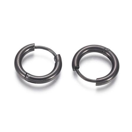 1Par 16 mm Hoops örhängen i Svart 316L kirurgiskt stål