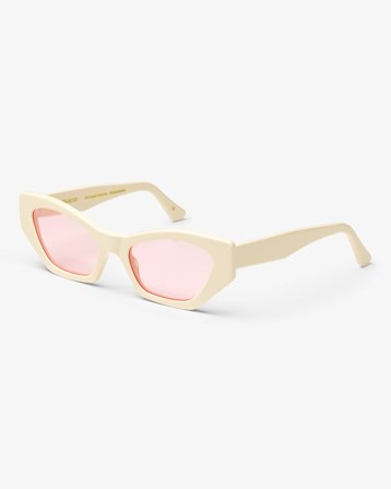 Sunglass 07 - Ivory White Solid - Light Pink - One Size