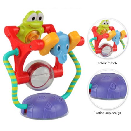 2 i 1 Sugkopp Hög Barnstol Leksak Groda Elefant Spegel Pariserhjul Baby Skallra Leksak Tidig Inlärning Leksaker