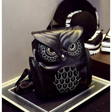 Dame Læder Rygsæk Ugle Skuldertaske Skole Taske