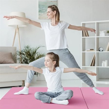 Hopfällbar träningsmatta med handtag - Rosa