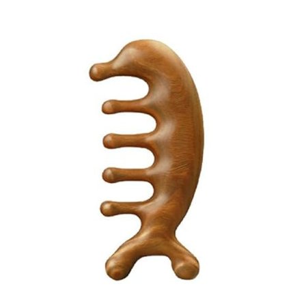 Aito vihreä santelipuu kampa Gua Sha -raaputus päänahan hieronta pää