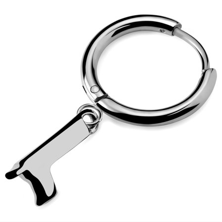 Fahrenheit | Smeltende Stål L-ørering til mænd - Hoop øreringe m. vedhæng