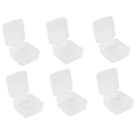 6 Stykker Mini Gennemsigtig Opbevaringsboks i Plastik til Indsamling af Små Ting, Perler, Smykker, Visitkort