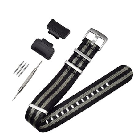 Casio G-SHOCK G-8900 / GA-110 / DW-5600 enkel nylon urrem - Sort / Grå Stribe