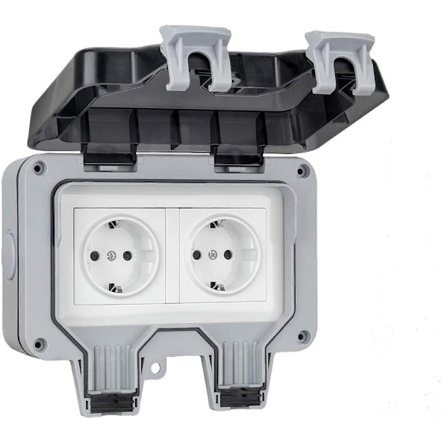 Surface Mounted Outdoor Socket, Outdoor Wall Socket, Weatherproof, Dustproof Socket, Folding Lid for Outdoor and Outdoor Use-FA6-