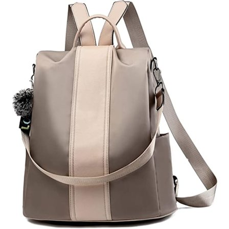 Dame ryggsekk vanntett anti-tyveri veske skuldersekk (Khaki, M)