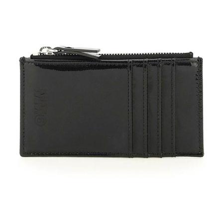 MM6 Maison Margiela, coated canvas zipped cardholder Czarny, Kobieta, Rozmiar: ONE Size