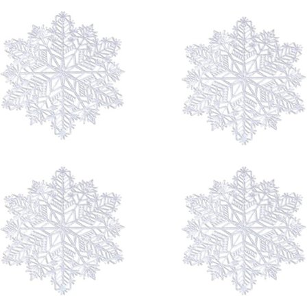 4 stk. julebordsdækkeservietter med runde snefnug