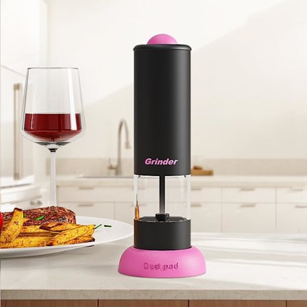 Rosa Elektrisk Salt- och Pepparkvarn Set - Uppladdningsbar Justerbar Grovlek, Enhandsmanövrering & Tvättbar, Köksredskap för Bord