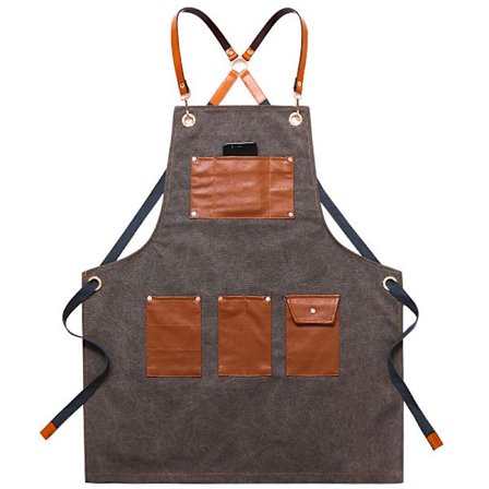 Forstykke i cowboy-stil for frisør, melkebutikk, baking, blomsterbutikk, restaurant, arbeidsklær for menn og kvinner, kunst (grå)