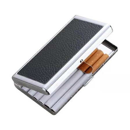 Cigaret Etui Boks Holder, Læder Rustfrit Stål, Holder 14 Cigaretter