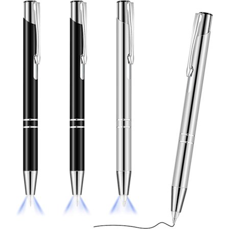 4 stk. Lysende Spids Kuglepen med LED Lys Pen med