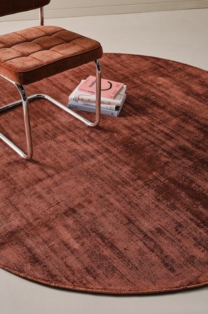 Jotex - Rund Viskoseteppe ø 200 Cm Bomull/Viskose Rust ANELA - Kjøp Viskosetepper hos Jotex