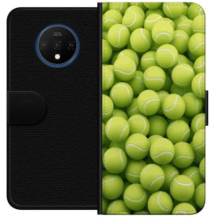Kompatibel Tegnebogsetui til OnePlus OnePlus 7T Mønster af grønne tennisbolde i høj detalje, sporty motiv med gentagende tekstur og stærke farver