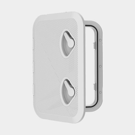 Inspektionsdeckel SEAFLO 2 Button Access Hatch, rechteckig, 353 x 606 mm, mit Drehknopf, weiß - Boot