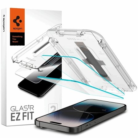 Spigen iPhone 14 Pro Hærdet Glas Skærmbeskytter Ez-Fit 2-Pack - Clea