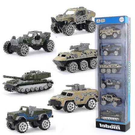 6pcs Sliding Military Car, Parent-child Interactive Simulation Car Model