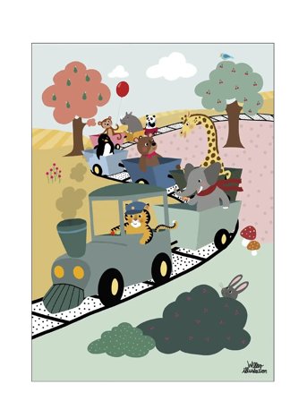 Poster & Frame Willero Illustration - Adventure Train - Multi/patterned - A3