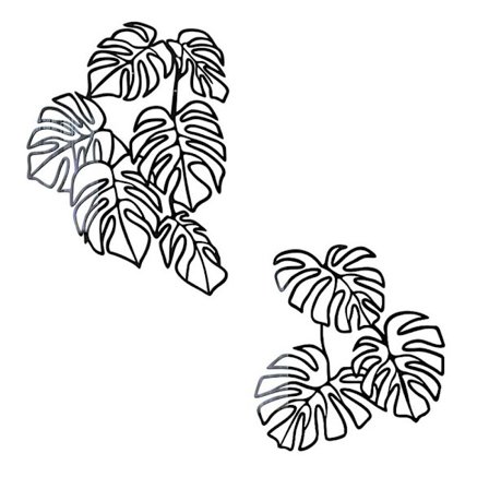 1 sett 3D Wall Stickers Hollow Line Leaf SVART