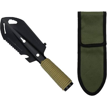 Mini metallhagespade, rustfritt stål hagespade for spade, multiverktøy for campingutstyr, egnet for campingreiser (svart)