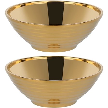 Gyllene Ramen Nudelsoppa Skål, 2-pack 18/8 Dubbelväggigt Rostfritt Stål Skålar (8 tum)