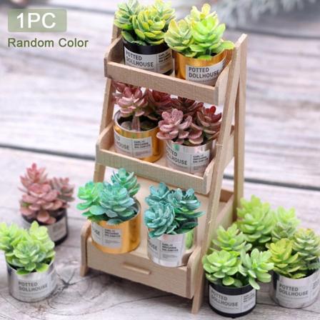 1:12 DollHouse Miniatyr Sukkulent Potted Green Bonsai Home D