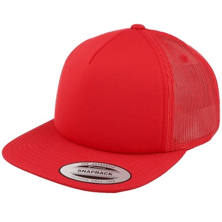 Yupoong - Rot Trucker Cap - Foam Blank Flat Red Trucker @ Hatstore