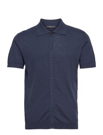 Gerhard Knit Shirt Ss Blue Bruuns Bazaar