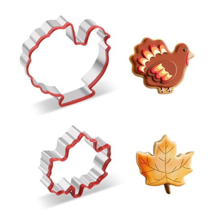 Halloween-kageformssæt, stort 4-tommer græskar-kageform og kalkunformet kageform, sæt med 2 robuste, store forme til helligdage og børn