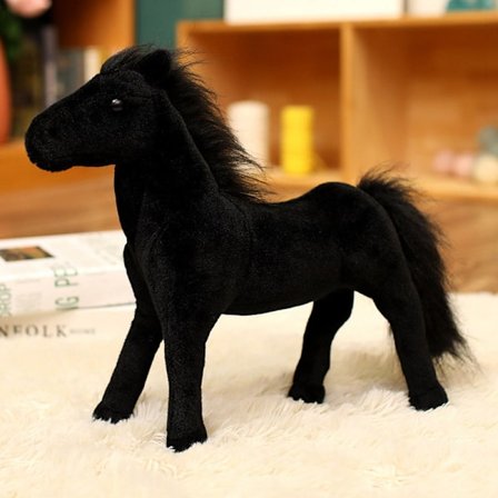 Sød Hest Plyslegetøj, Simuleret Pony Kæledyr black