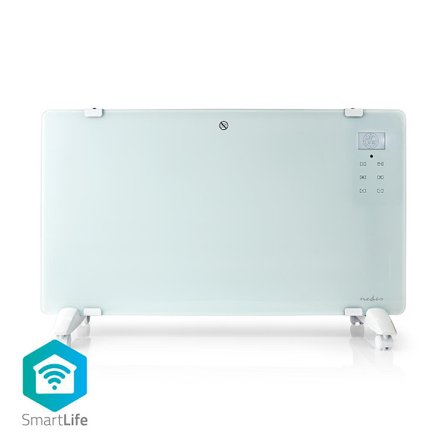 SmartLife Elradiator | Wi-Fi | Velegnet til badeværelse | Glas panel | 2000 W | 2 Varmeindstillinger | LED | 15 - 35 °C | Justerbar termostat | Hvid