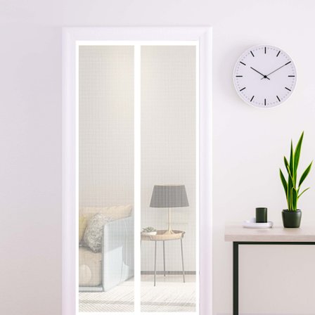 Myggenet Dør, 90 x 210 CM Magnetisk Fluenet Dør Gardin (Hvid)