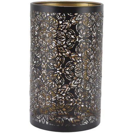 Metallampskärm med intrikat blommig ihålig design, genombruten konst cylinderformad skärm för E27 E26-sockel, avtagbar armatur i aluminium med antik 