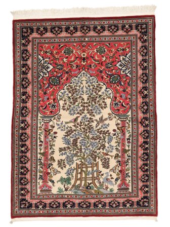 Ghom Kork/Silke Teppe 140X192 Mørk Rød/Brun Ull, Persia