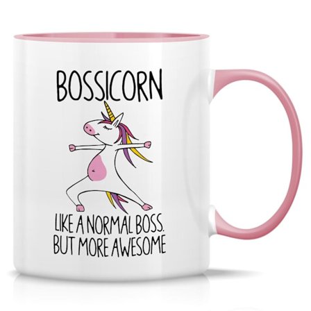 Bossicorn - Som en vanlig chef, men mer fantastisk - Enhörning Keramisk Kaffemugg, 350ml, 8.2x9.5cm, Kul för Chefer