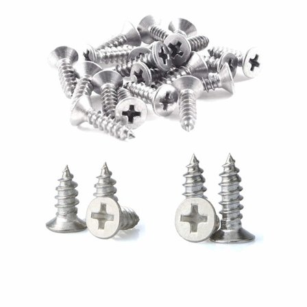 200 stk. M4 rustfrie stålskruer med selvskærende Phillips flade hovedskruer DIY træskruer (100 stk. M4 x 10mm, 100 stk. M4 x 12mm)