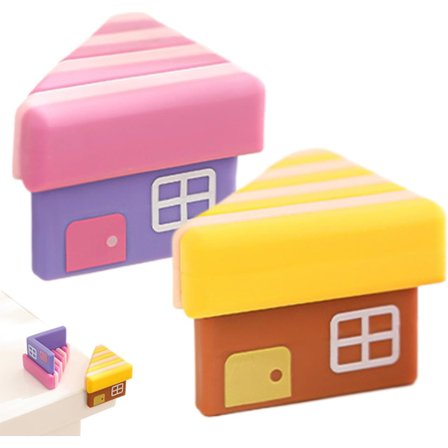 Bordhjørnebeskytter til babyer – et sæt med to dele, sød husformet blød hjørnebeskytter til at beskytte møbler som borde, skabe, taburetter og senge.