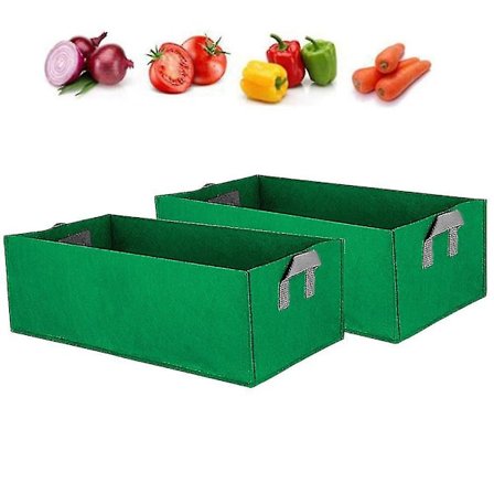 2-pak rektangulær plantepose, firkantet plantekasse udendørs have filt plantepotte