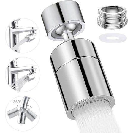 65*27mm, 1-pack (kromsilver) Kranluftares, 360° roterande munstycke K