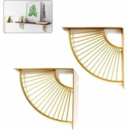 Sæt med 2 stk. 20 cm guldmetal, flydende, scalloperede trekanthyldebeslag Hængende hjørnebeslag til spisestue/kontor/hjem