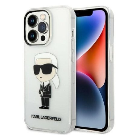 Karl Lagerfeld Ikonik Karl-taske til iPhone 14 Pro - gennemsigtig
