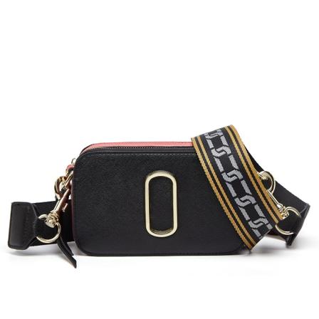 Kvinner Damehåndveske M bred skulderrem Mote Colorblock kameraveske Black