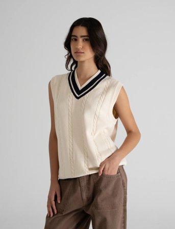 Prohibited Dream Knit Vest - Cream - L