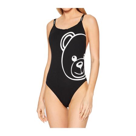 Moschino One-piece Swimsuit with Logo Sort, Dame